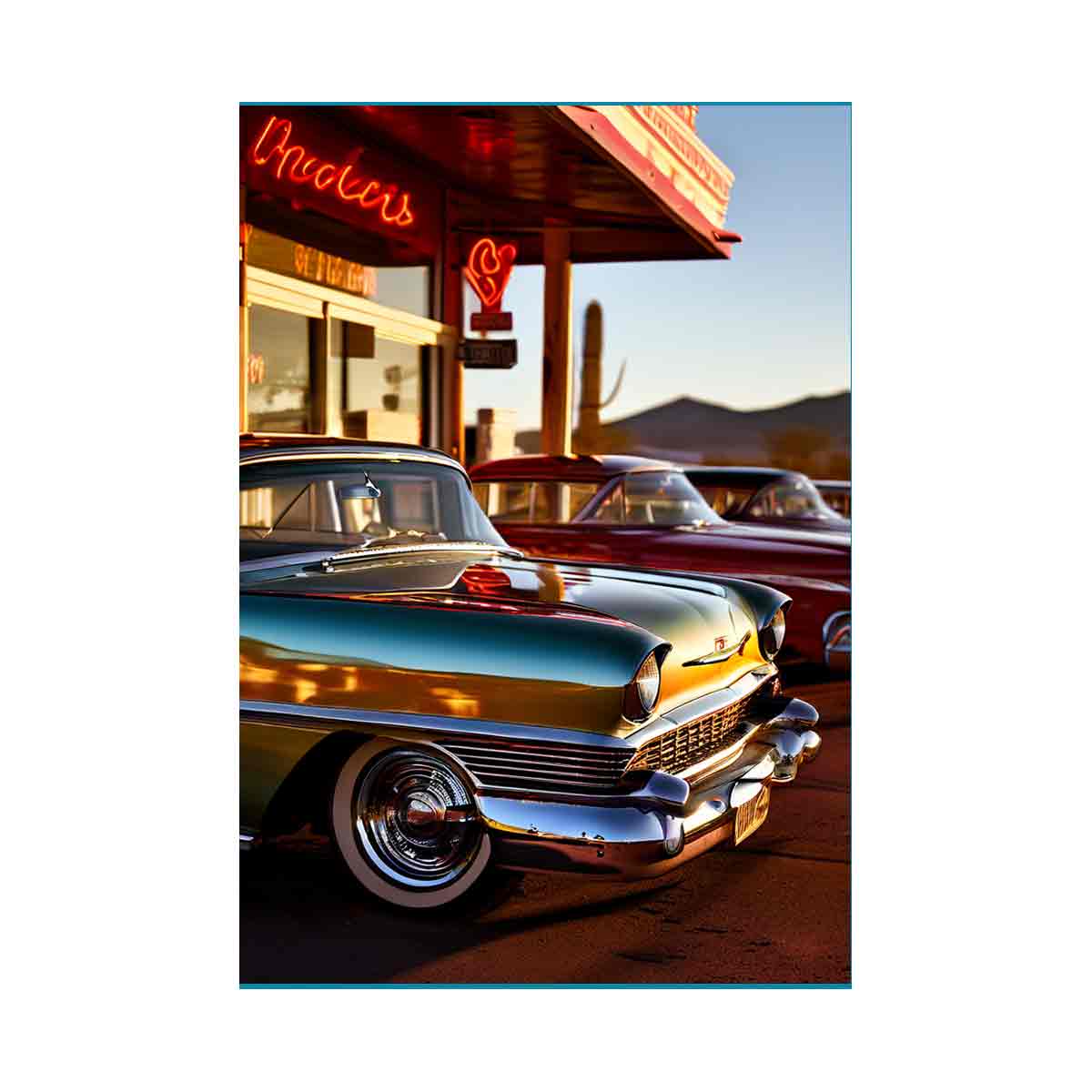 Classic cars at diner